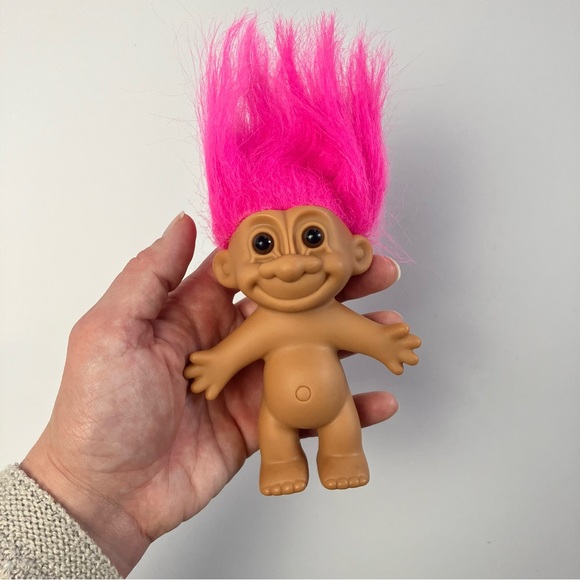 Vintage Troll w/ Fluo Pink Hair - Picture 3 of 4